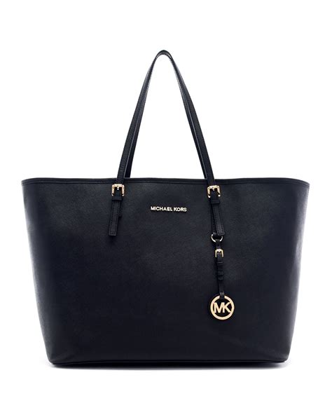 michael kors jet set saffiano travel medium black totes|jet set travel large saffiano.